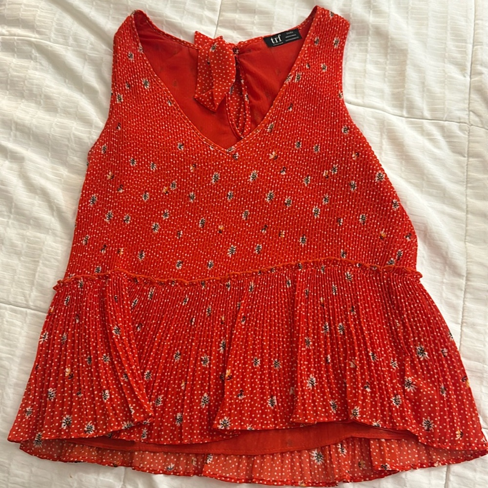 Zara red floral tank size medium
